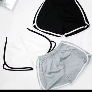 Black and White Athletic Shorts with Elastic Waistband